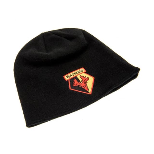 Watford FC Mens Knitted Beanie Hat in Black Male One Size