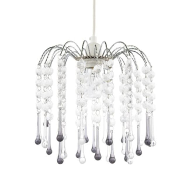 Happy Homewares Classic Waterfall Pendant Shade With Clear And Smoked Black Acrylic