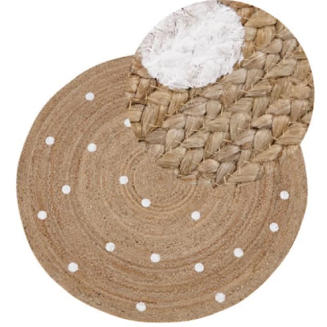 Beliani Round Jute Area Rug 140 Cm Beige Kharra