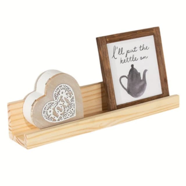 Core Products 48Cm Picture And Display Shelf Kit - Solid Pine Wood, Natural Sanded Wall Unit