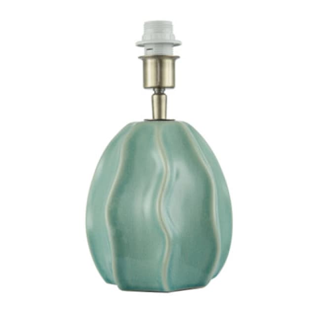 Happy Homewares Duck Egg Gloss Ripple Ceramic Table Lamp Base With Crackle Design