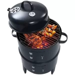 3-in-1 Charcoal Smoker bbq Grill 40x80cm Vidaxl Black