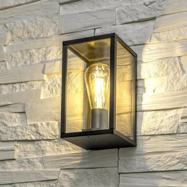 CGC Lighting 'Scarlett' Black Outdoor Lantern Wall Light Black unisex