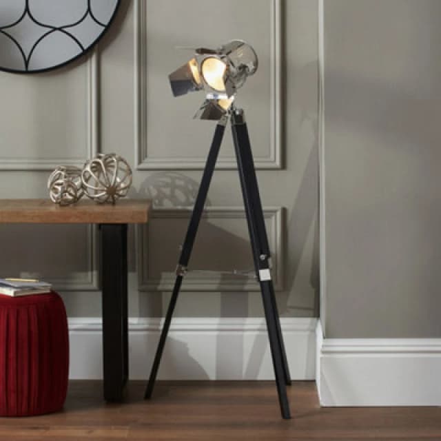 Pacific Lifestyle Silver And Black Tripod Floor Lamp