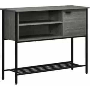 Narrow Hallway Table with Open Compartment and Slatted Shelf, Grey - Grey - Homcom