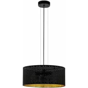 Pendant Light Colour Black Shade Black Gold Fabric With Cut Outs Bulb E27 3x40W