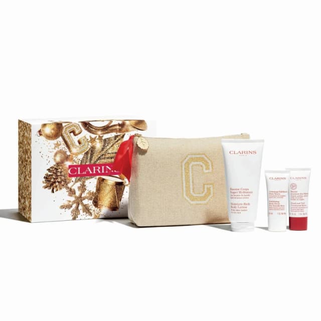 Clarins Body Care Essentials 3 Piece Gift Set: Body Lotion 200ml - Body Scrub 30
