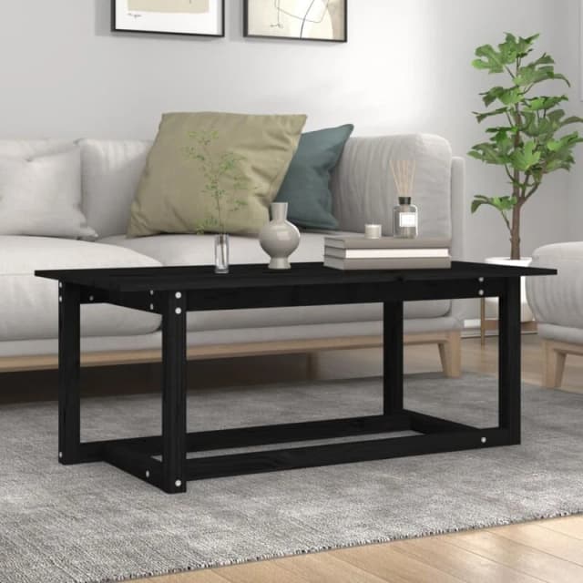 Vidaxl Coffee Table Black 110X55X45cm Solid Wood Pine, Black 822171