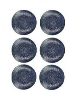 Kitchencraft Mikasa Satori Living Gold Indigo Blue Side Plates Set Of 6