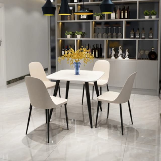 Core Products Aspen White 80Cm Square Dining Table With 4 Calico Plastic Duo Design Chairs