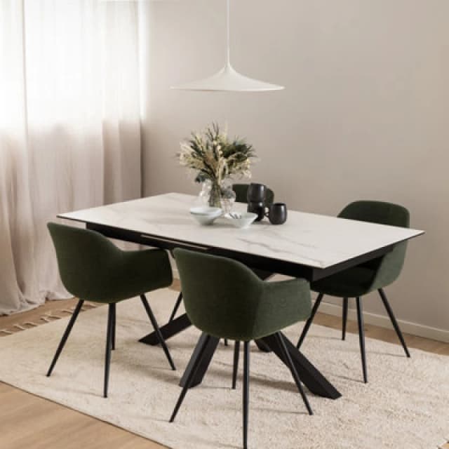 Furniture To Go Heaven Extendable Dining Table With Ceramic White Top (L) 210Cm Seats Up To 6