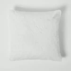 Soft Touch Faux Fur Cream Ivory Cushion 46 x 46cm - White - Homescapes