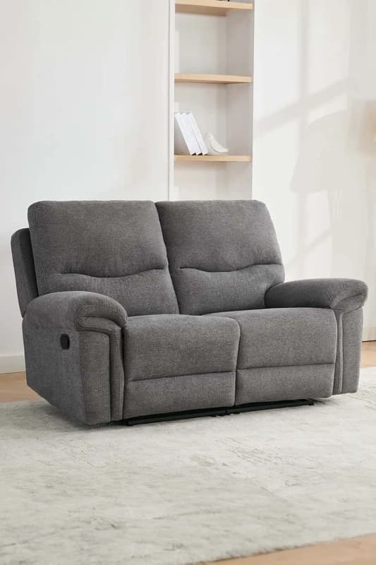 More4Homes Fosse 2 Seater Manual Recliner Fabric Modern Living Sofa Dark Grey