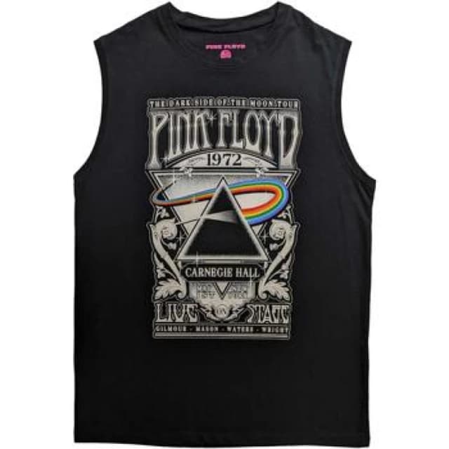 Pink Floyd Pink Floyd Men Carnegie Hall Poster Cotton Tank Top in Black Size: Medium Black M Male 5063377349610