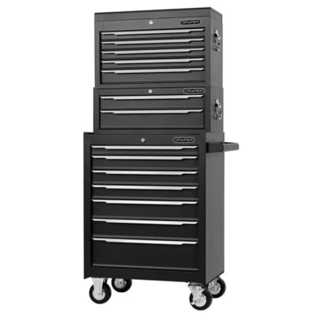 Draper 14 Drawer Roller Cabinet and Tool Chest Combination Black 29455