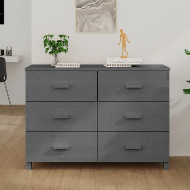 VIDAXL Sideboard HAMAR Dark Grey 113x40x80cm Solid Wood Pine vidaXL 8720286817964