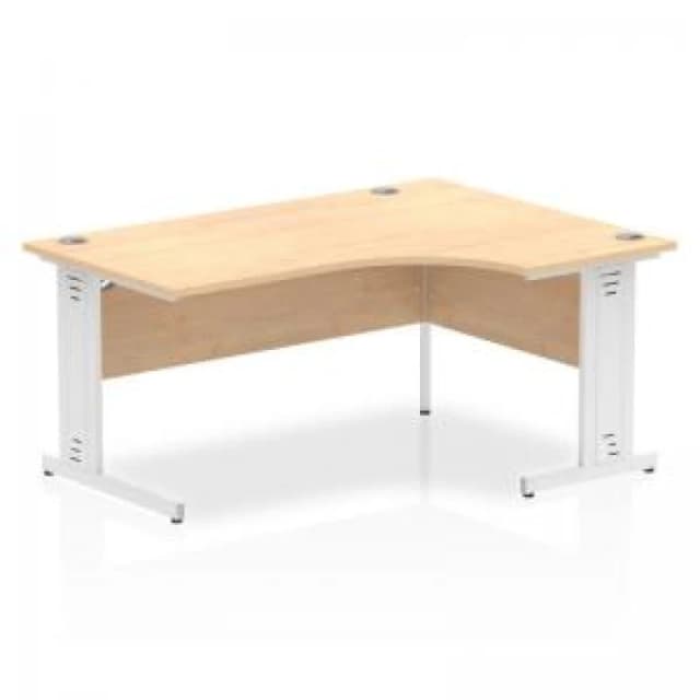Dynamic Impulse 1600mm Right Crescent Desk Maple Top White Cable...