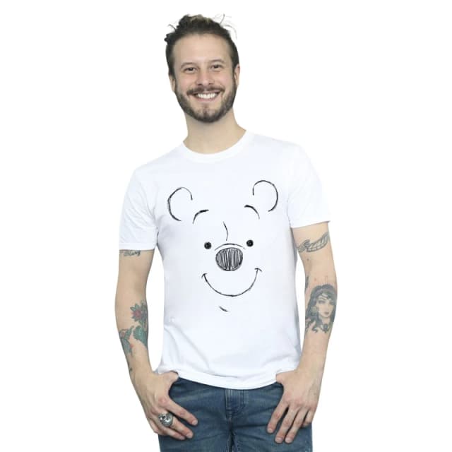 Disney Men Winnie The Pooh Winnie The Pooh Face T-Shirt in White Size: Small White S Male 5059934136977