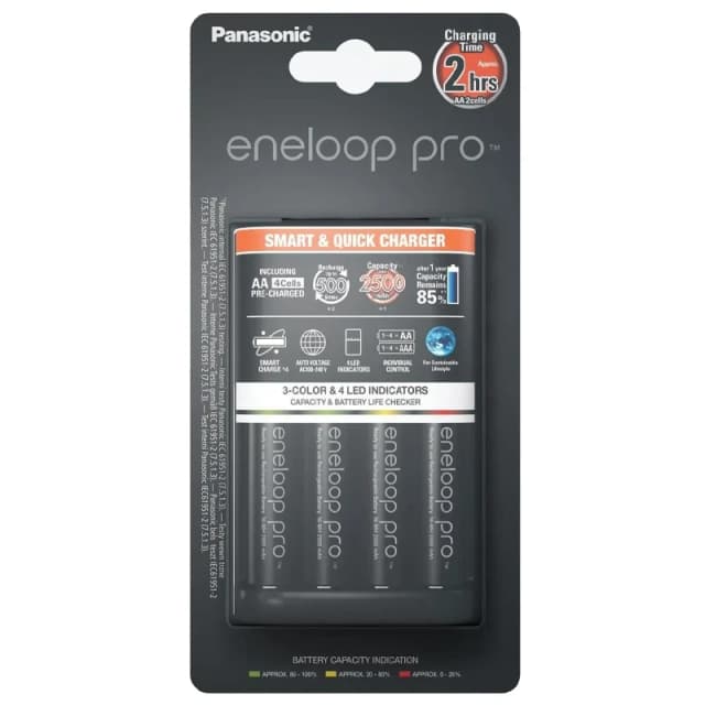 Panasonic Panasonic ENELOOP BQ-CC55 UK Plug-in Charger with 4x AA 2500mAh Rechargeable Batteries K-KJ55HCD40U