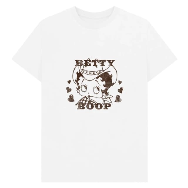 Betty Boop Mens Cowgirl T-Shirt in White Size: Small White Male S