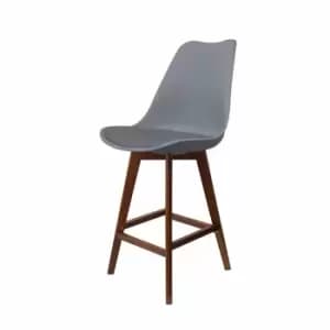 Fusion Living Soho Plastic Bar Stool With Dark Wood Legs Dark Grey