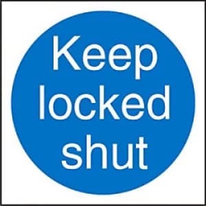 Mandatory Sign Keep Shut vinyl 10 x 10 cm