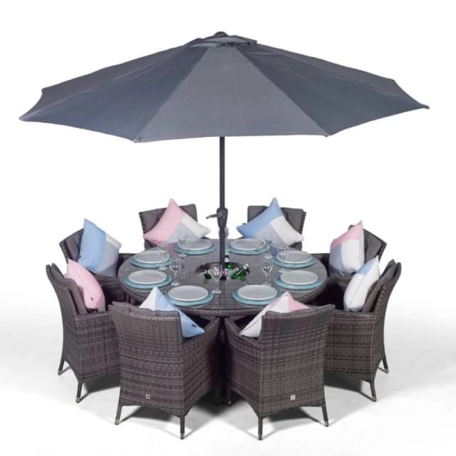 Thats Furniture Savannah Round 8 Seater Rattan Dining Set Ice Bucket Drinks Cooler in Grey Grey Unisex