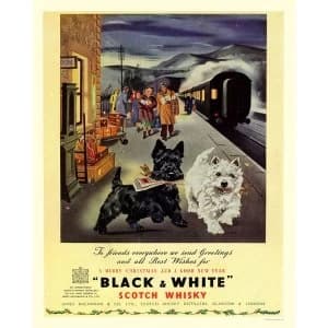 Vintage Metal Sign Retro Advertising Black & White Scotch Whiskey