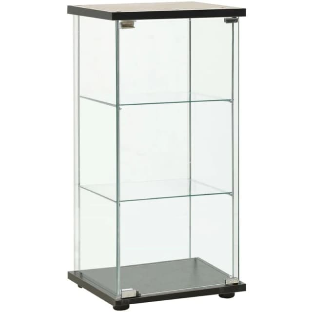 VIDAXL Storage Cabinet Tempered Glass Black Vidaxl 8720286057261