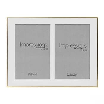 4" x 6" - Impressions Brushed Brass Double Photo Frame