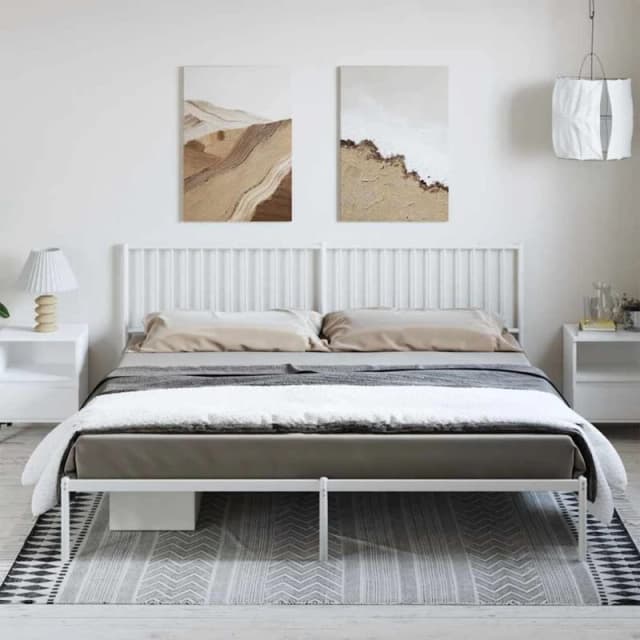 VIDAXL Metal Bed Frame without Mattress with Headboard White 193x203cm Vidaxl 8720845721794