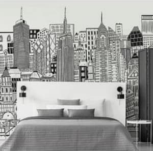 Art For The Home City Sketch Chalk Mural Wallpaper Paper