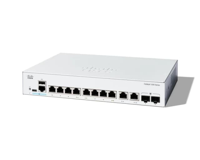 Cisco Catalyst 1200-8T-E-2G 2 x Combo Gigabit SFP/RJ-45 Desktop Rack Mountable Managed Network Switch C1200-8T-E-2G