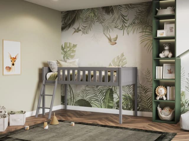 Flair Bea Shorty Mid Sleeper Cabin Bed in Grey Size: Junior Grey Unisex Junior