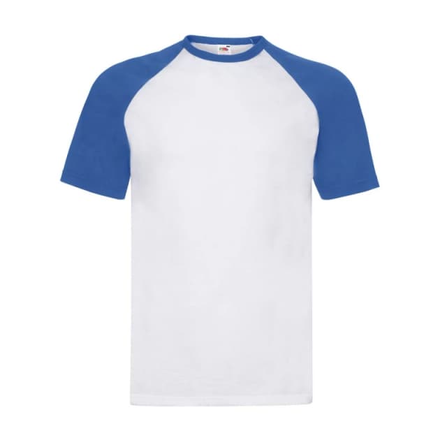 Fruit Of The Loom Fruit of the Loom Men Contrast Panel Baseball T-Shirt in Ivory Size: Small Ivory S Male 5063527385703