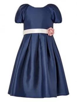 Monsoon Girls S.E.W. Puff Sleeve Duchess Twill Dress - Navy