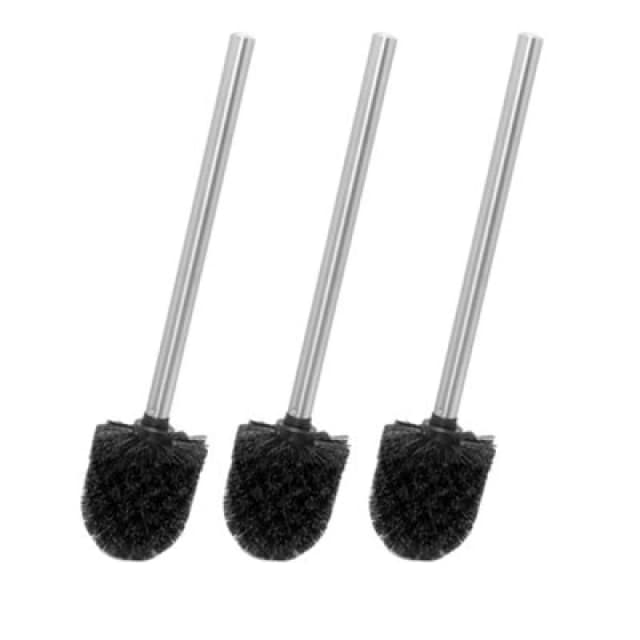 Innoteck Essentials Pack Of 3 Toilet Brush Head With Stainless Steel Handle- Black