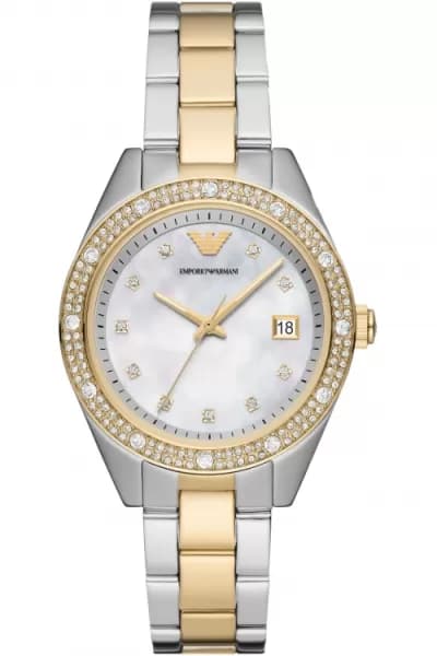Emporio Armani AR11520 Womens Mother-of-Pearl Dial Two- Watch