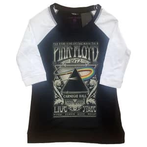 Pink Floyd - Carnegie Hall Poster Ladies Large T-Shirt - Black,White