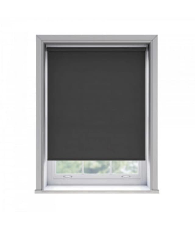 45Cm No Drill Self Adhesive Black Thermal Blackout Roller Blind (170Cm Drop)
