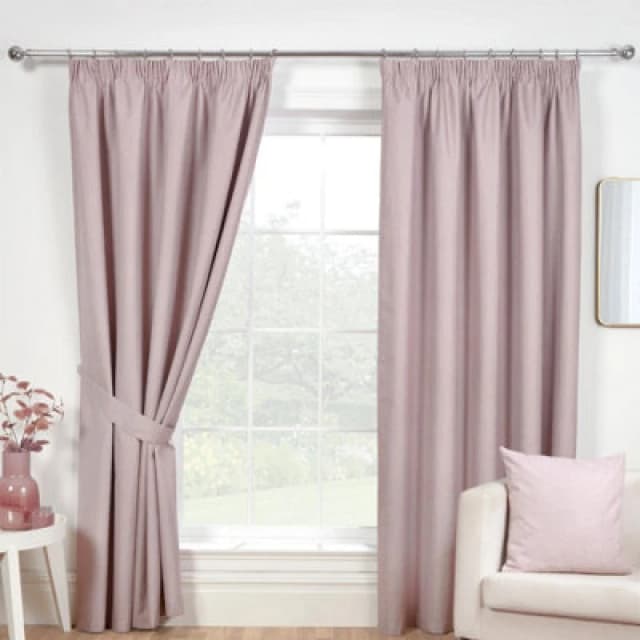 Eclipse Blackout Ready Made Pencil Pleat Curtains Rose