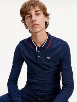 Tommy Jeans Tjm Stretch Slim Long Sleeve Polo Shirt - Navy