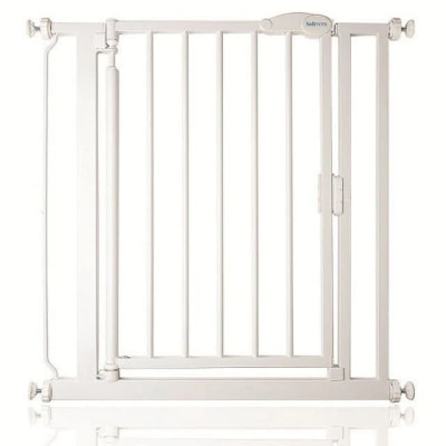 Safetots Pressure Fit Self Closing Stair Gate, Extra Narrow, 61Cm - 66.5Cm, White, Auto Closing Baby Gate, Safety Barrier