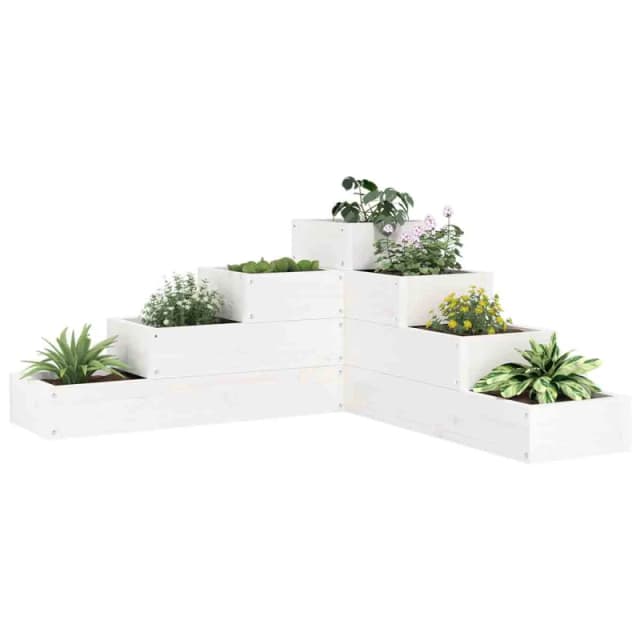 vidaXL Garden Planter 4-Tier 80.5x79x36cm White Solid Pine, White 825318