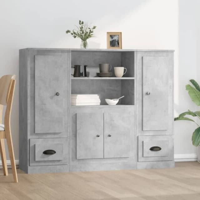 VIDAXL Highboards 3 pcs Concrete Grey Engineered Wood vidaXL 8720845822446