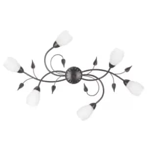 Lia 6 Light Multi Arm Semi Flush Ceiling Lamp, Black