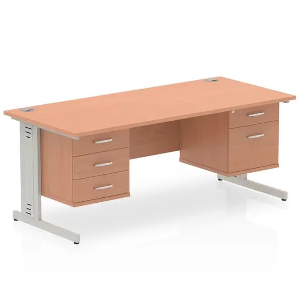 Dynamic Office Solutions Impulse 1800mm Cable Managed Straight Desk With Fixed Pedestal MI002320