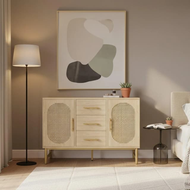 Urban Meuble Oak Modern Chest Golden Accents Oak unisex One Size