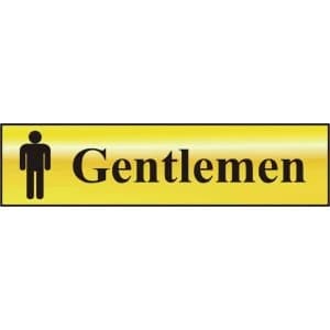 ASEC Gentlemen 200mm x 50mm Gold Self Adhesive Sign