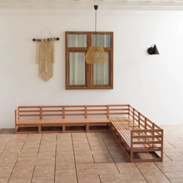 VIDAXL 9 Piece Garden Lounge Set Honey Brown Solid Pinewood Vidaxl 8720286469507